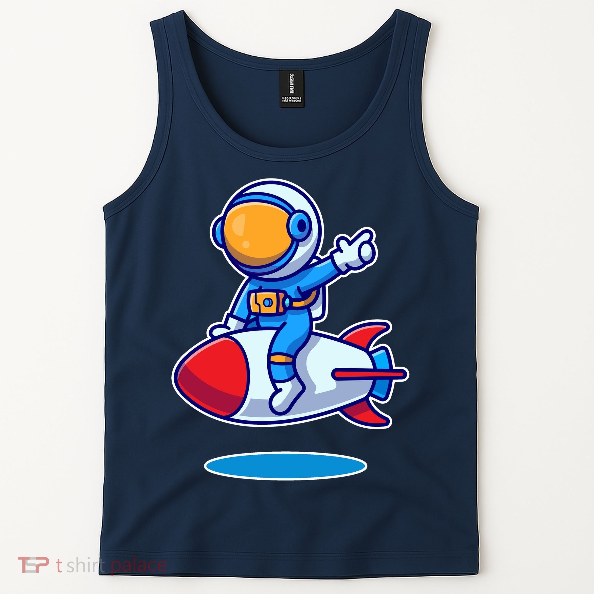 Cute Astronaut On Rocket Cartoon Tank Top