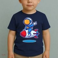 Cute Astronaut On Rocket Cartoon Toddler T-Shirt thumb 2