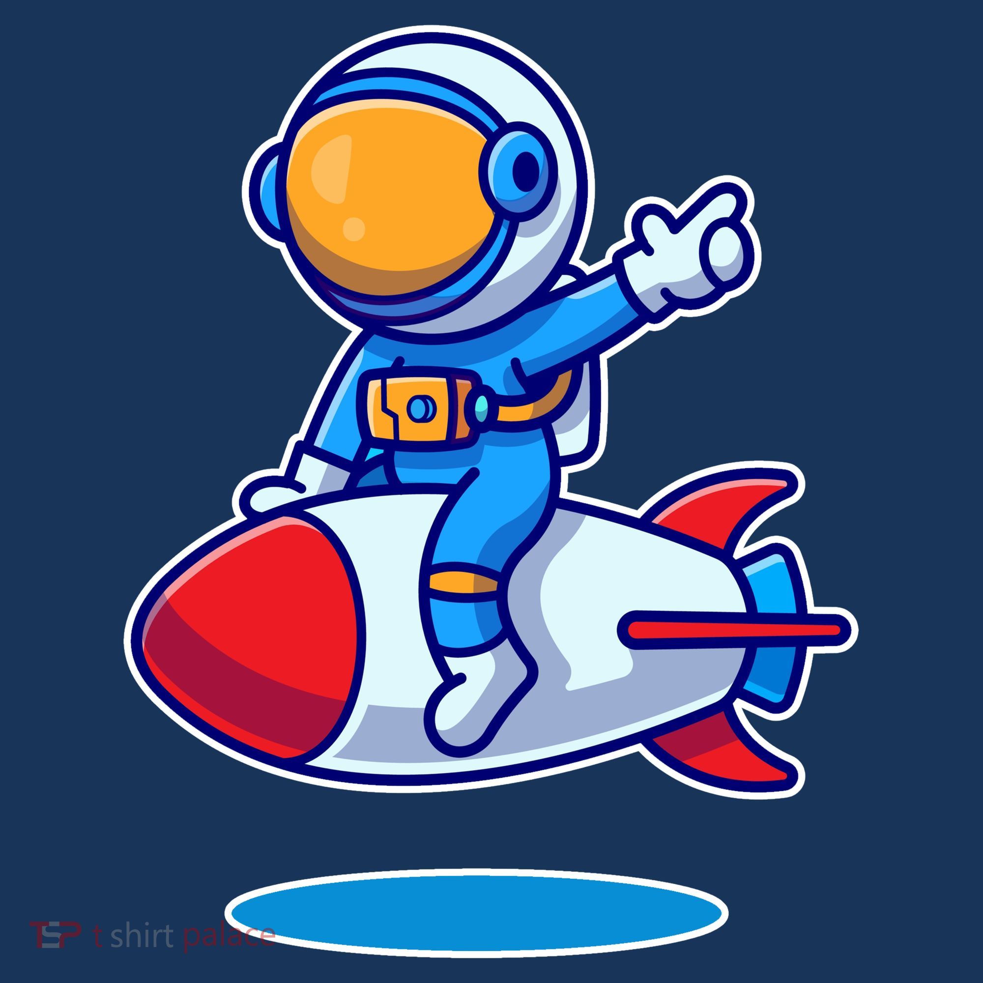 Cute Astronaut On Rocket Cartoon Toddler T-Shirt