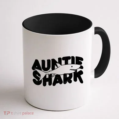 Cute Auntie Shark Coffee Mug back
