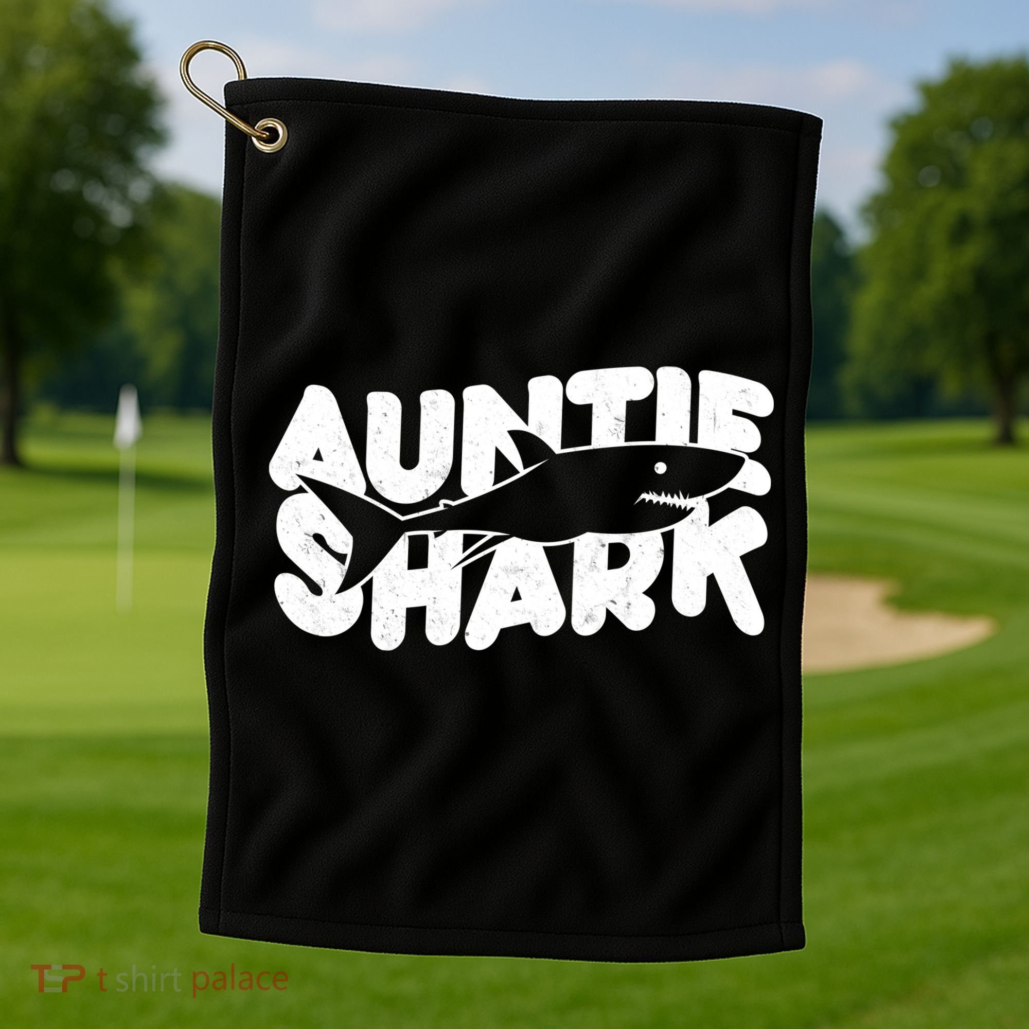 Cute Auntie Shark Golf Towel