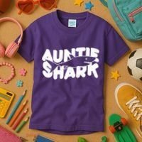 Cute Auntie Shark Kids T-Shirt thumb 3