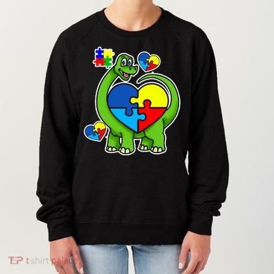 Cute Autism Dino Puzzle Piece Heart Women's Sweatshirt