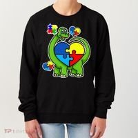Cute Autism Dino Puzzle Piece Heart Women's Sweatshirt thumb 0