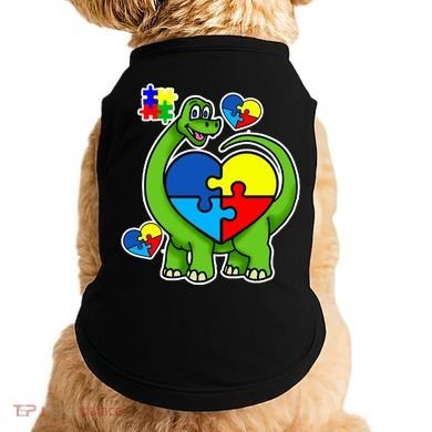Cute Autism Dino Puzzle Piece Heart Doggie Tank