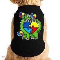 Cute Autism Dino Puzzle Piece Heart Doggie Tank thumb 0