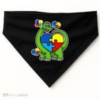 Cute Autism Dino Puzzle Piece Heart USA-Made Doggie Bandana thumb 0