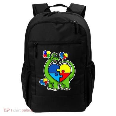 Cute Autism Dino Puzzle Piece Heart Backpack