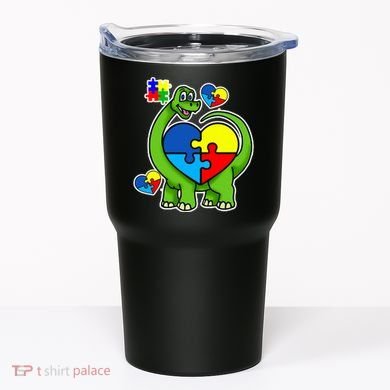 Cute Autism Dino Puzzle Piece Heart Tumbler