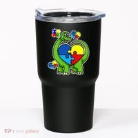 Cute Autism Dino Puzzle Piece Heart Tumbler thumb 0