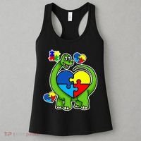 Cute Autism Dino Puzzle Piece Heart Women's Tank Top thumb 3