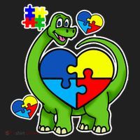Cute Autism Dino Puzzle Piece Heart Hat thumb 2