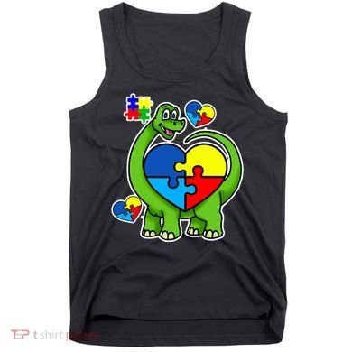 Cute Autism Dino Puzzle Piece Heart Tank Top
