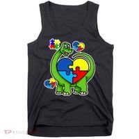 Cute Autism Dino Puzzle Piece Heart Tank Top thumb 0