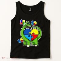 Cute Autism Dino Puzzle Piece Heart Tank Top thumb 2