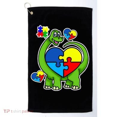 Cute Autism Dino Puzzle Piece Heart Golf Towel