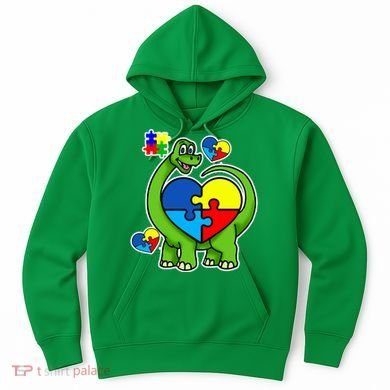 Cute Autism Dino Puzzle Piece Heart Hoodie