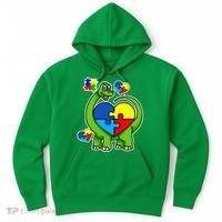 Cute Autism Dino Puzzle Piece Heart Hoodie thumb 0