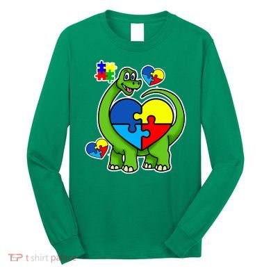 Cute Autism Dino Puzzle Piece Heart Long Sleeve Shirt