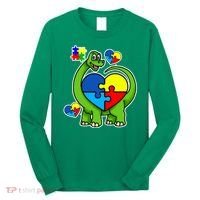 Cute Autism Dino Puzzle Piece Heart Long Sleeve Shirt thumb 0