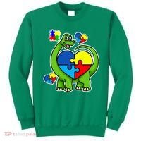 Cute Autism Dino Puzzle Piece Heart Sweatshirt thumb 0