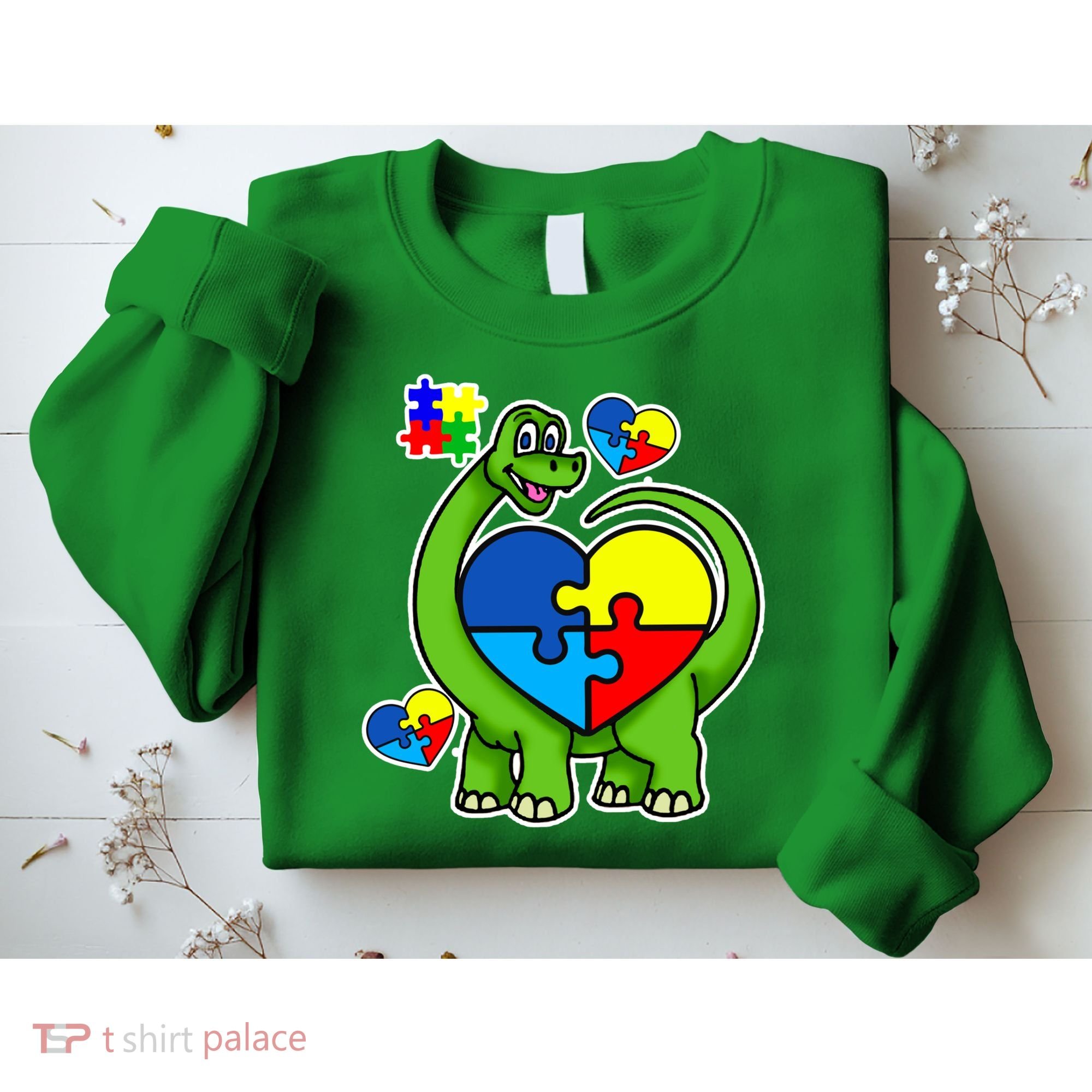Cute Autism Dino Puzzle Piece Heart Sweatshirt