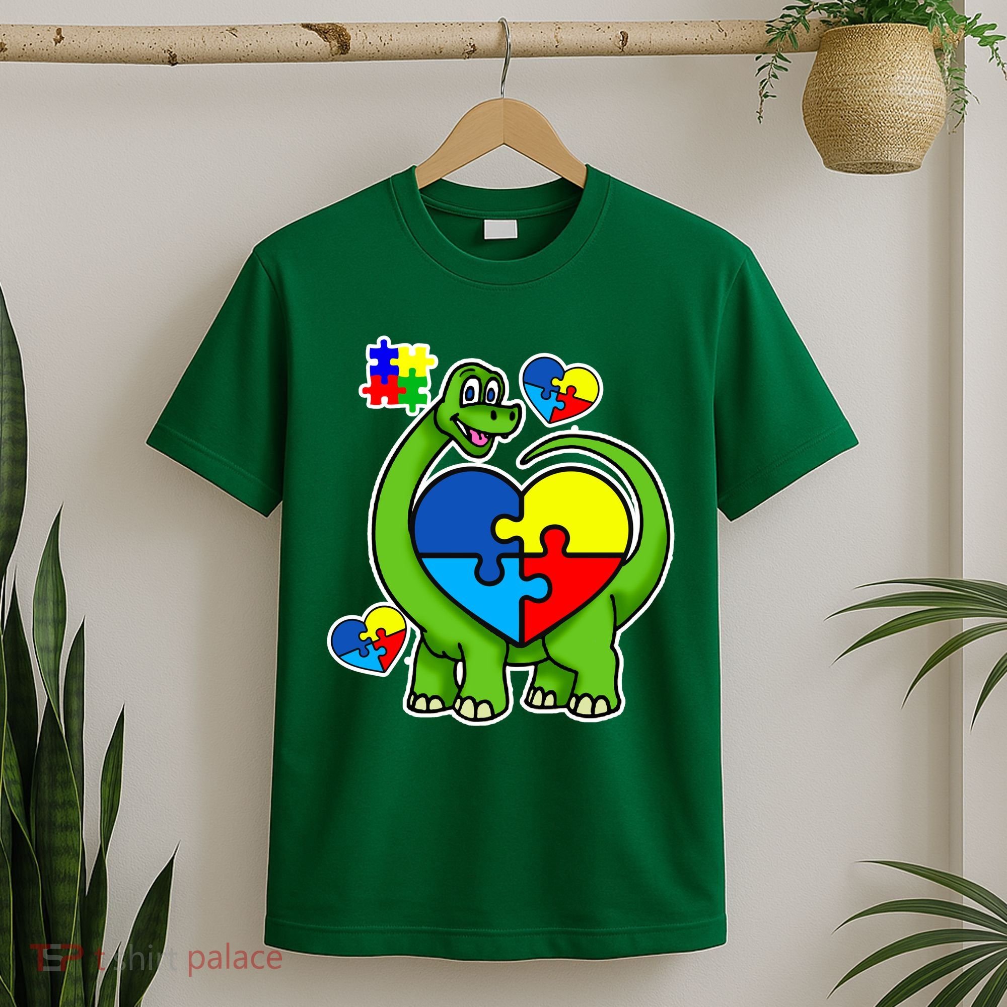 Cute Autism Dino Puzzle Piece Heart T-Shirt