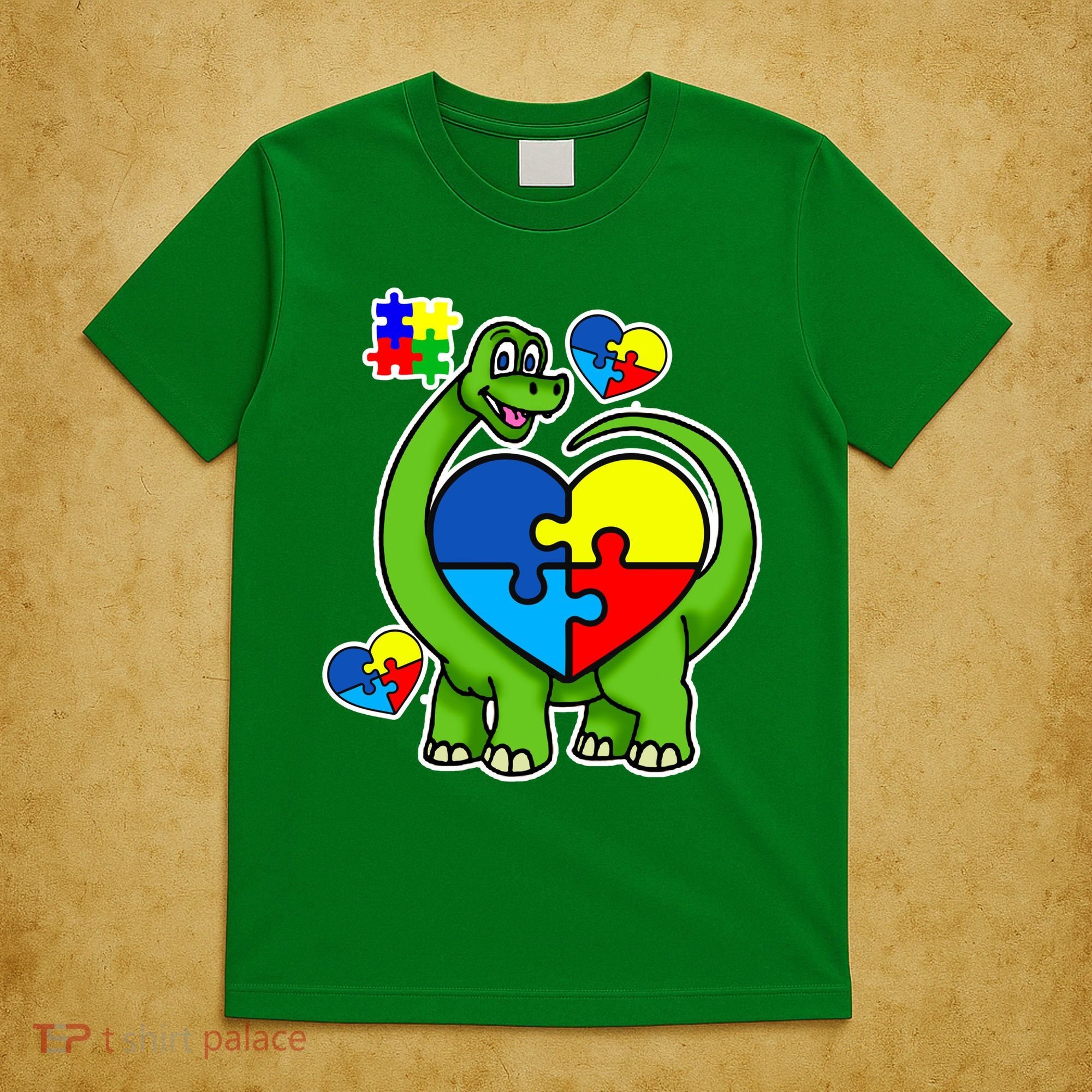 Cute Autism Dino Puzzle Piece Heart T-Shirt
