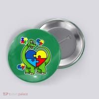 Cute Autism Dino Puzzle Piece Heart Button thumb 0
