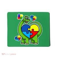 Cute Autism Dino Puzzle Piece Heart Mousepad thumb 0