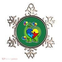 Cute Autism Dino Puzzle Piece Heart Ornament thumb 0