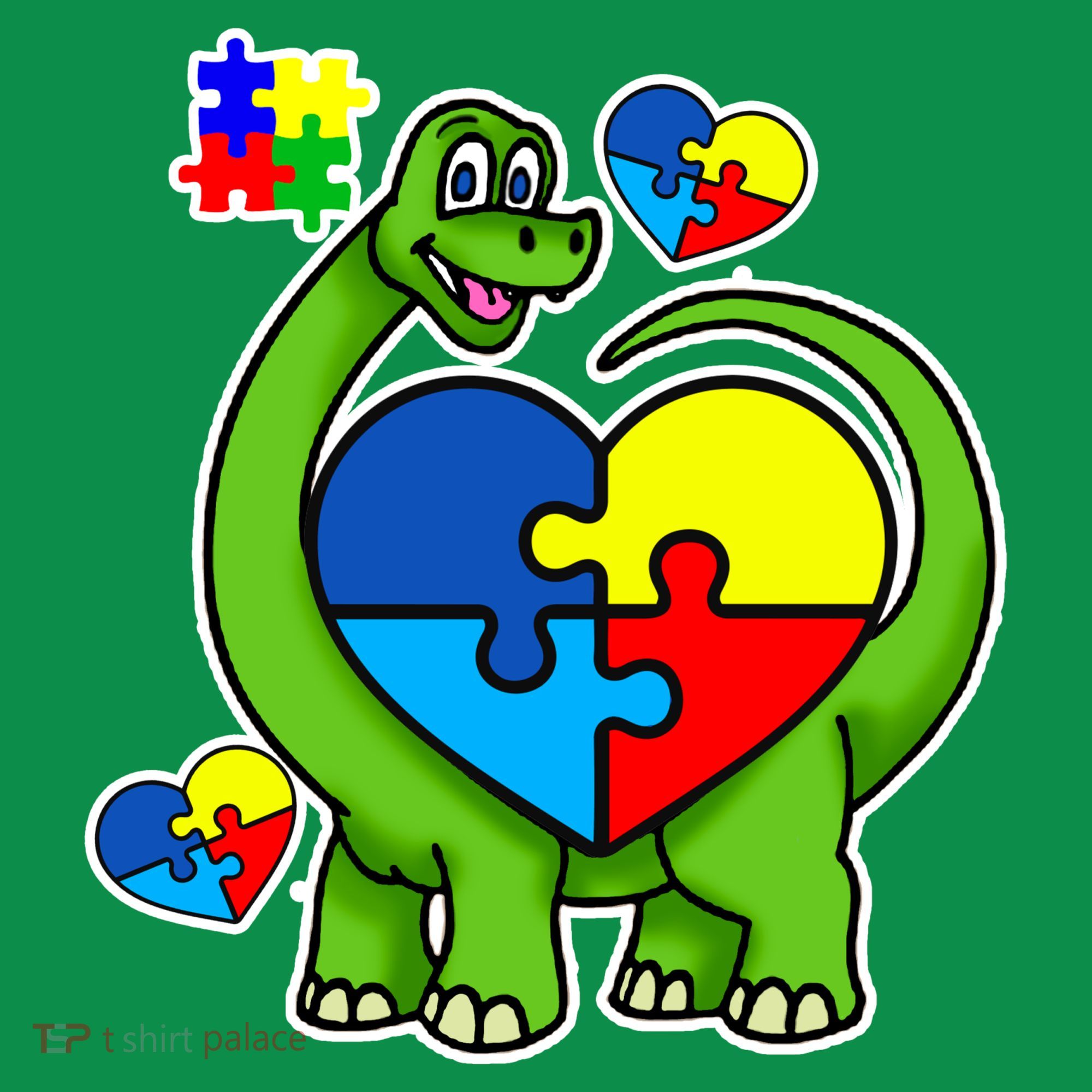 Cute Autism Dino Puzzle Piece Heart Toddler Hoodie