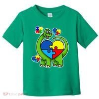 Cute Autism Dino Puzzle Piece Heart Toddler T-Shirt thumb 0