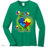 Cute Autism Dino Puzzle Piece Heart Women's Long Sleeve Shirt thumb 0