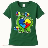 Cute Autism Dino Puzzle Piece Heart Women's T-Shirt thumb 0
