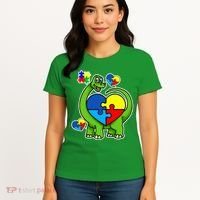 Cute Autism Dino Puzzle Piece Heart Women's T-Shirt thumb 4