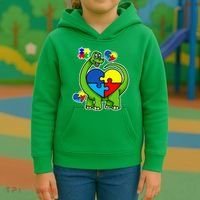 Cute Autism Dino Puzzle Piece Heart Kids Hoodie thumb 3