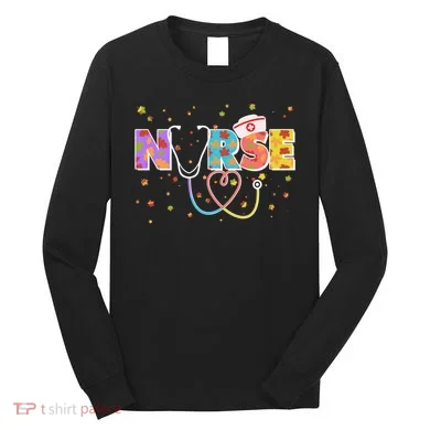 Cute Autumn Fall Patterns Nurse Long Sleeve Shirt