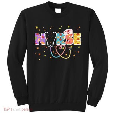 Cute Autumn Fall Patterns Nurse Sweatshirt