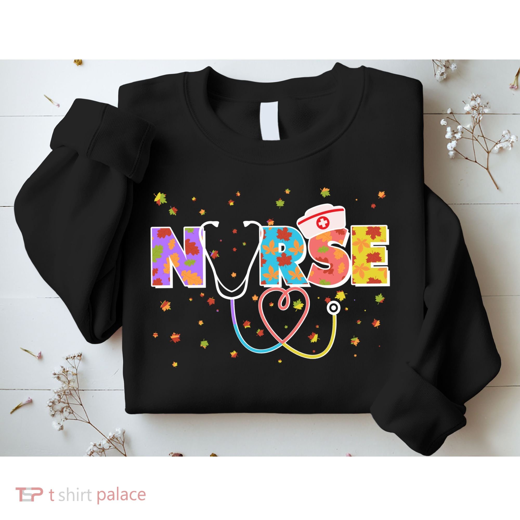 Cute Autumn Fall Patterns Nurse Sweatshirt