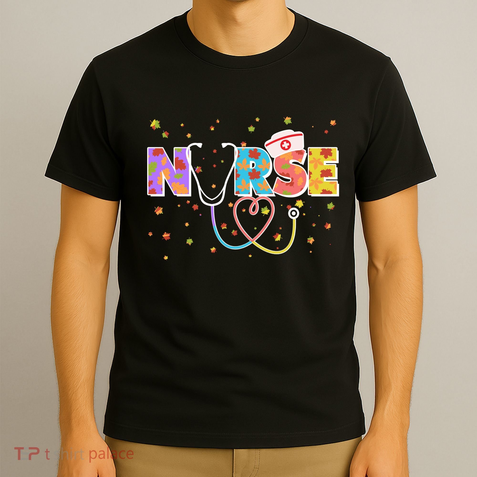 Cute Autumn Fall Patterns Nurse T-Shirt