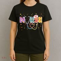 Cute Autumn Fall Patterns Nurse T-Shirt thumb 4
