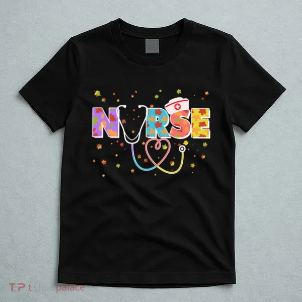 Cute Autumn Fall Patterns Nurse T-Shirt