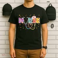 Cute Autumn Fall Patterns Nurse T-Shirt thumb 6