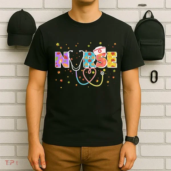 Cute Autumn Fall Patterns Nurse T-Shirt