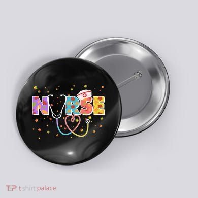 Cute Autumn Fall Patterns Nurse Button