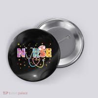 Cute Autumn Fall Patterns Nurse Button thumb 0