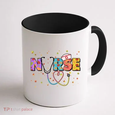 Cute Autumn Fall Patterns Nurse Coffee Mug back