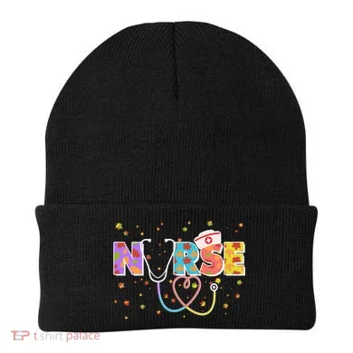 Cute Autumn Fall Patterns Nurse Beanie