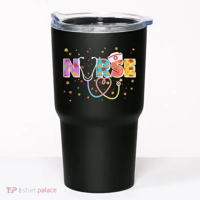 Cute Autumn Fall Patterns Nurse Tumbler